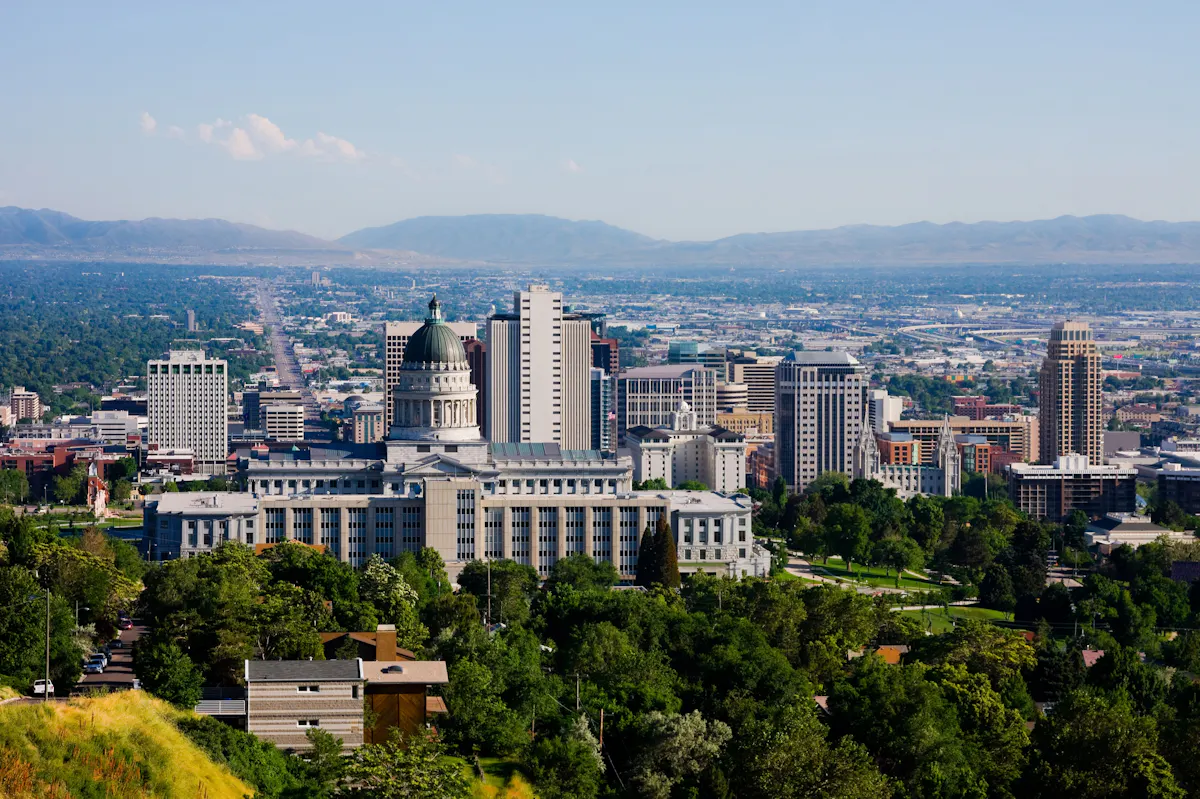 Salt Lake City capitol building aeriel view